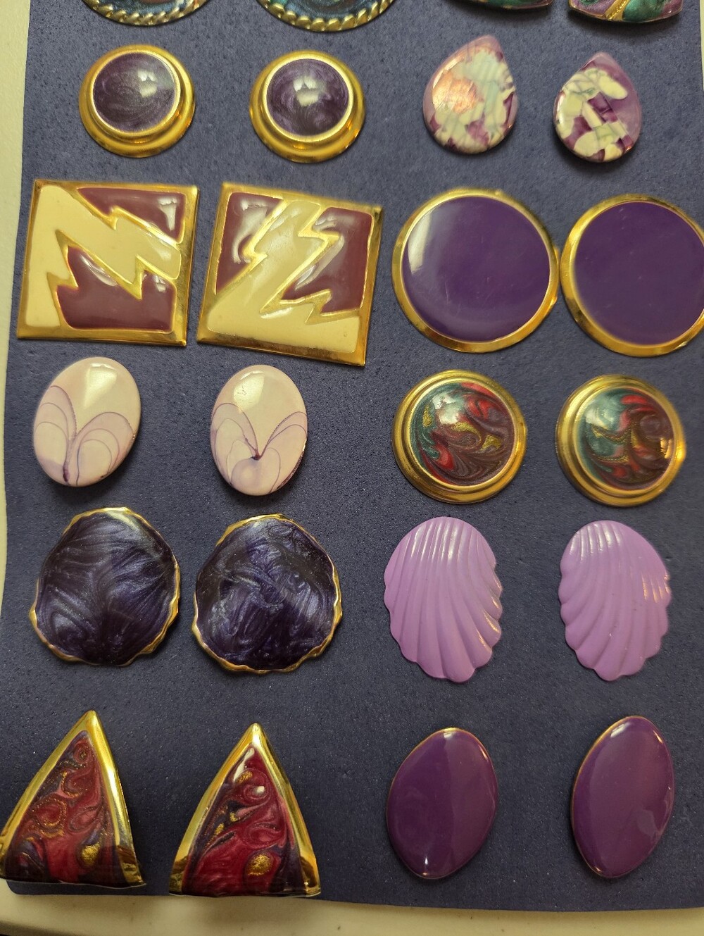 Assorted Purple Vintage Women’s Stud Earring Set - 12 Pairs - Picture 4 of 5